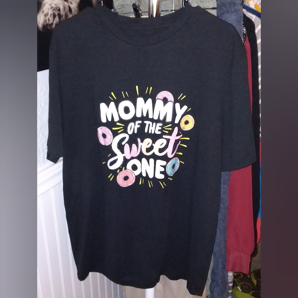 'Mommy of the Sweet One' Black T-shirt EUC XL Baby's 1st Birthday Mom Shirt